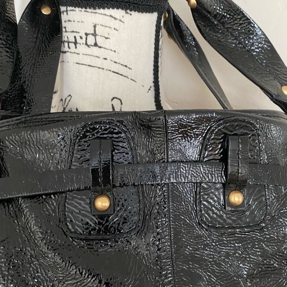 Elliott Lucca- Black Patent Leather Hobo Bag - Picture 6 of 10